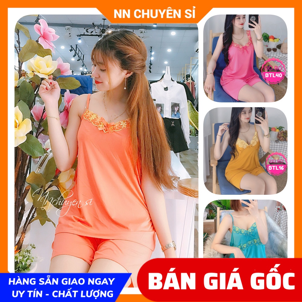 Đồ bộ nữ mặc nhà quần đùi quần lửng chất thun mềm siêu mát lạnh phối ren dễ thương BTL thun lạnh tổng hợp