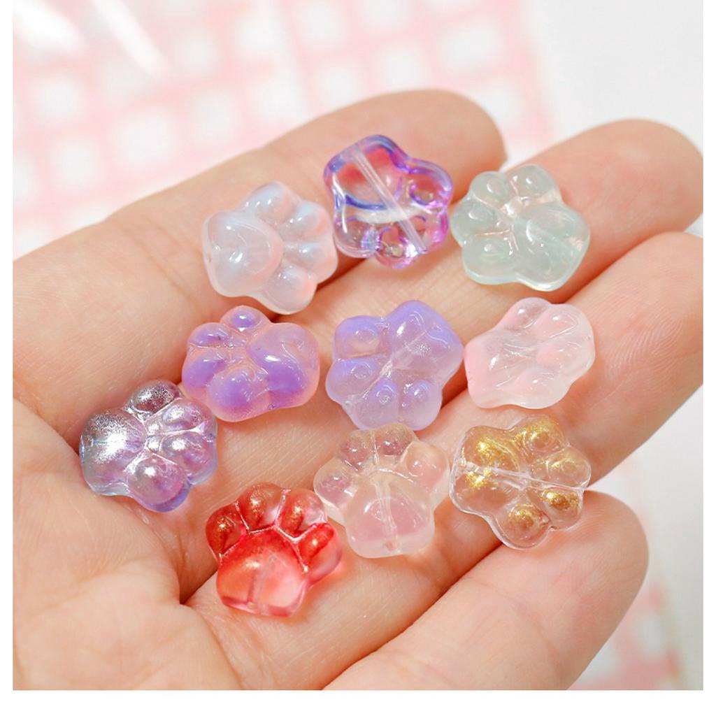 Charm chân mèo Hologram xỏ lỗ hai đầu 13* 14mm