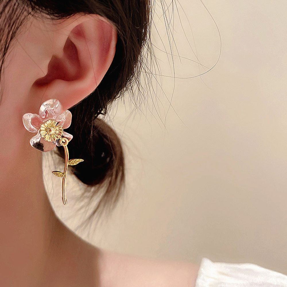 Khuyên Tai Hình Hoa Bằng Nhựa Acrylic Trong Suốt Nhiều Màu Thời Trang Cho Nữ