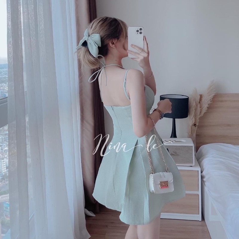 Váy xốp 2s cổ chéo dáng xoè 3 màu V33