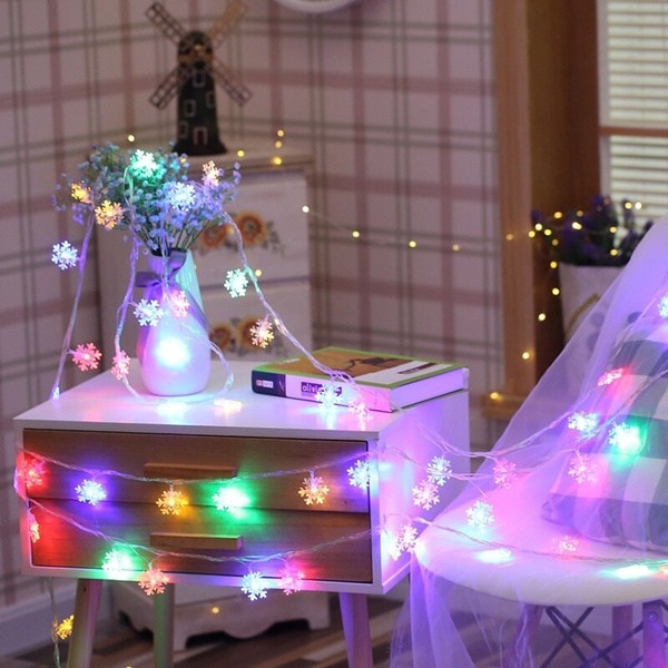 Dây Đèn Led 80 / 40 / 20 / 10 Bóng Hình Bông Tuyết Trang Trí Giáng Sinh