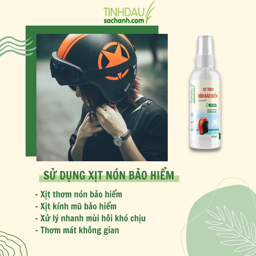 Chai Xịt Phun Sương Thơm Mũ Bảo Hiểm 100ml TINHDAUSACHANH.COM  Bình Xịt Đa Năng Vệ Sinh Khử Mùi Nón Bảo Hiểm