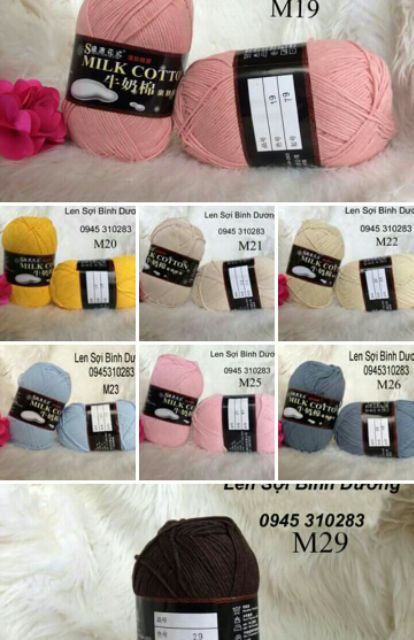Len Cotton Milk 125g  Đan Móc Khăn, Áo, Nón, Thú Bông