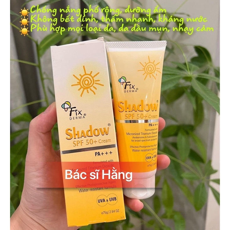 ✅[CHÍNH HÃNG] KEM CHỐNG NẮNG FIXDERMA SHADOW CREAM SPF 50+ 75g