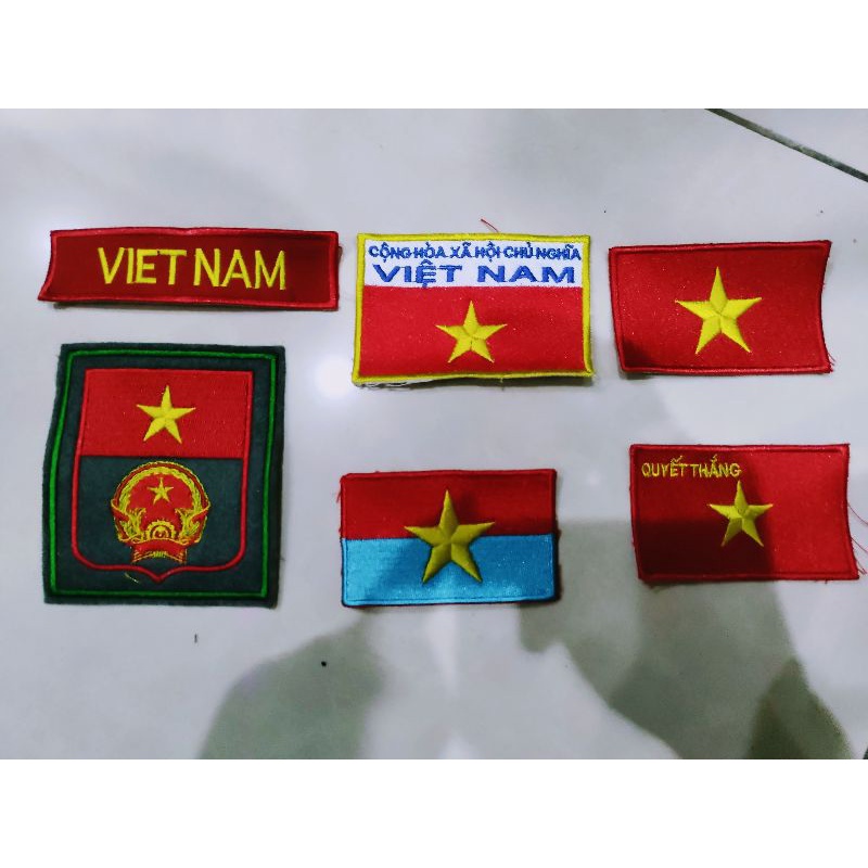 Patch vải nhám dính cờ Việt Nam, cờ VC nền xanh đỏ, cờ đỏ sao vàng..... các loại