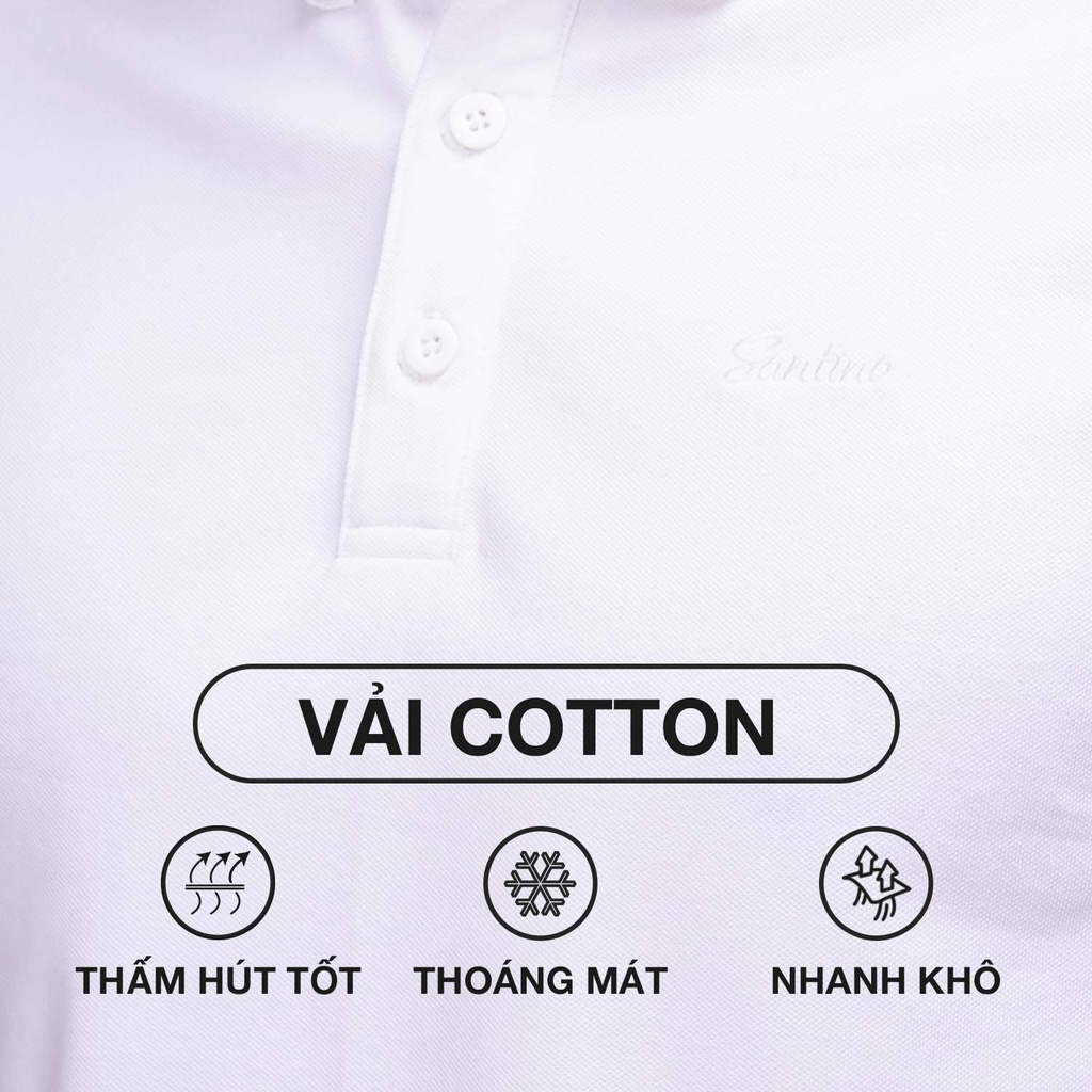 Áo Polo Nam Trắng Cá Sấu Santino Cotton  Kháng Khuẩn Chống Nhăn Chuẩn Form Trẻ Trung Chống Tia Uv E011