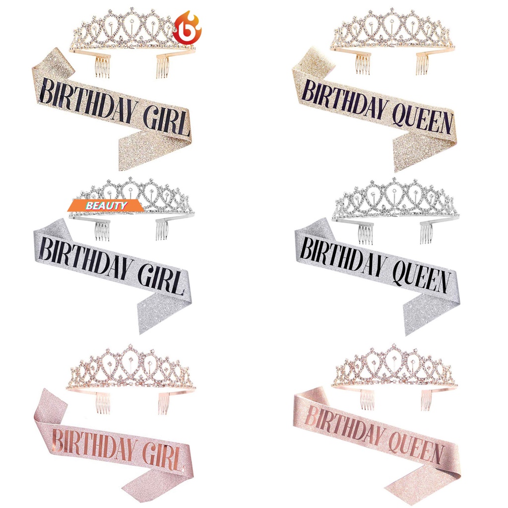 Set 2 Vương Miện Kim Loại Lấp Lánh Trang Trí Tóc|Bộ Vương Miện / Nhiều Màu