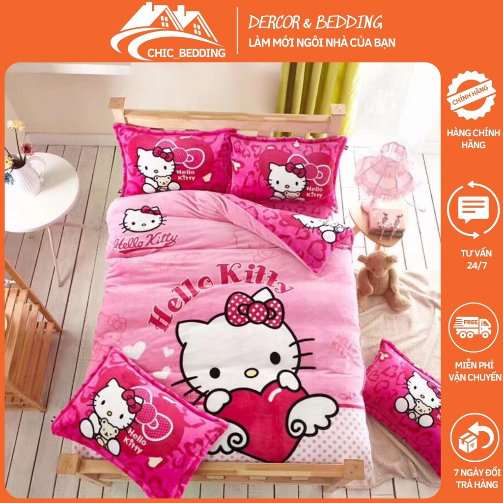 Bộ chăn ga gối cho bé nỉ nhung tuyết sữa, sét ga giường vỏ gối nỉ (ib shop chọn mẫu)