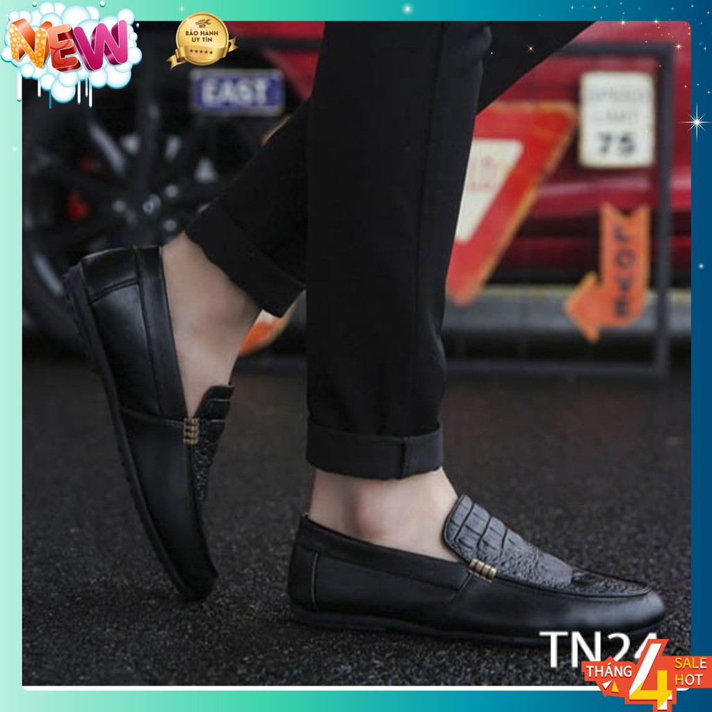 [ Cực Hot ] Giày Da Nam Cao Cấp Dập Vân Cá Sấu Siêu Bền [Màu Đen - TN24]