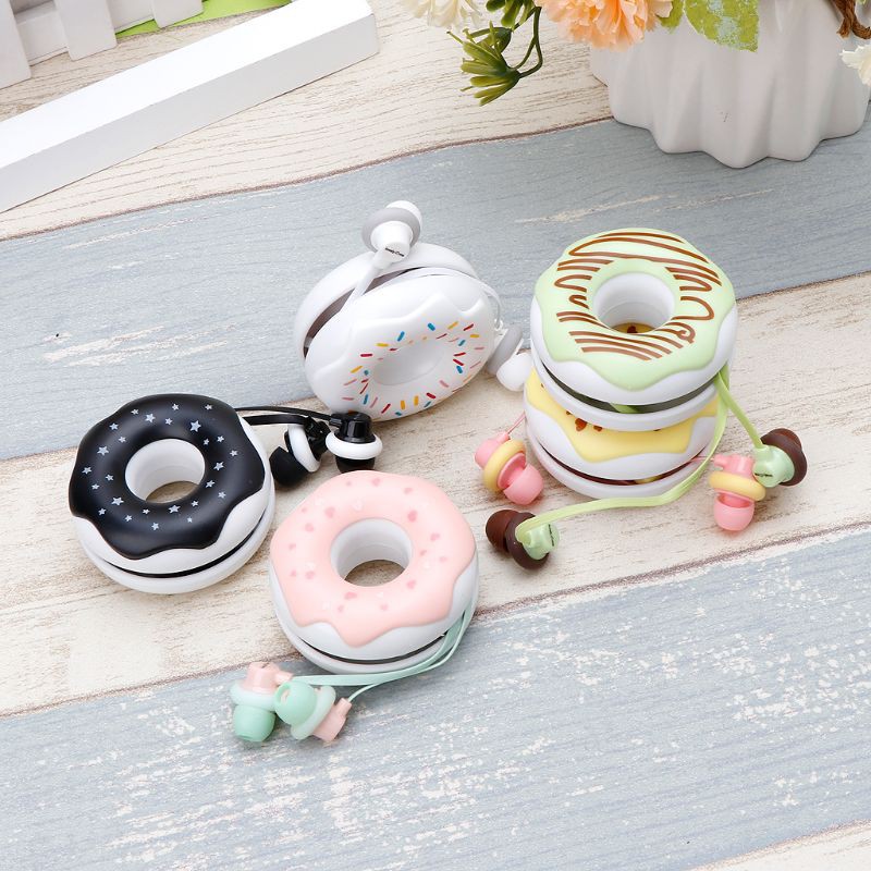 Tai Nghe Nhét Tai 3.5mm Hình Bánh Donut Dễ Thương Cho Iphone Mp3