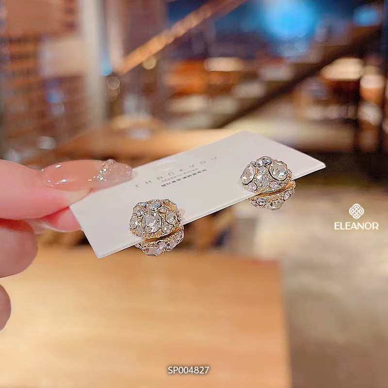 Bông tai nữ châm nữ Eleanor Accessories hình khối cầu tròn đính đá basic phụ kiện trang sức 4827