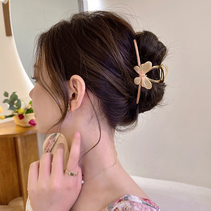 Kẹp tóc 17KM bằng kim loại hình bướm màu sắc ngọt ngào thanh lịch
