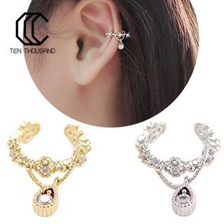 T 💎Punk Ear Cuff Rhinestone Cartilage Clip On Earring Non Piercing Jewelry