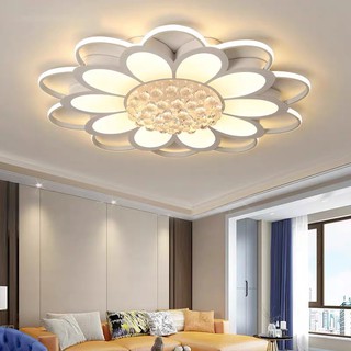 Đèn ốp trần trang trí hoa cúc pha lê cỡ lớn, đèn mâm trang trí 3 chế độ ánh sáng, tặng kèm điều khiển từ xa