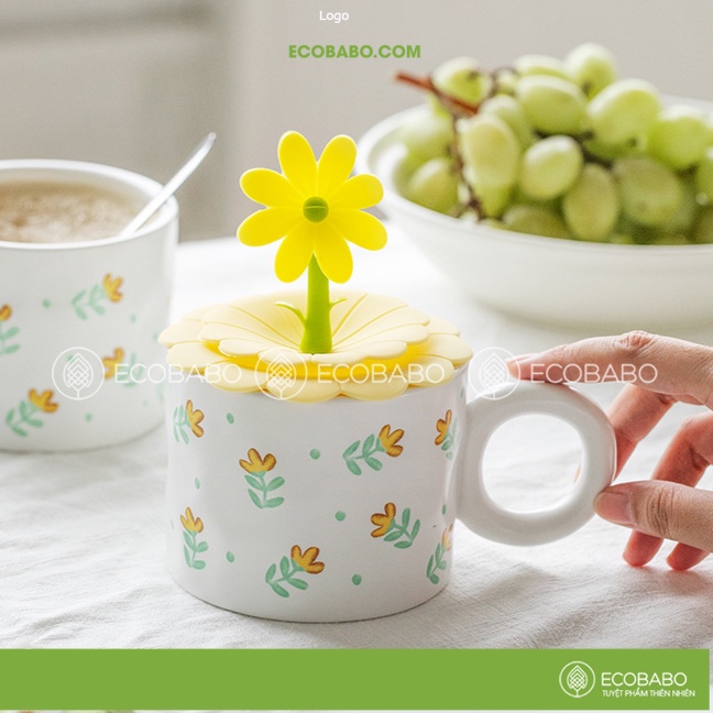 Cốc hoa dễ thương mùa hè quà tặng ly gốm sứ chất lượng cao cấp -Ecobabo
