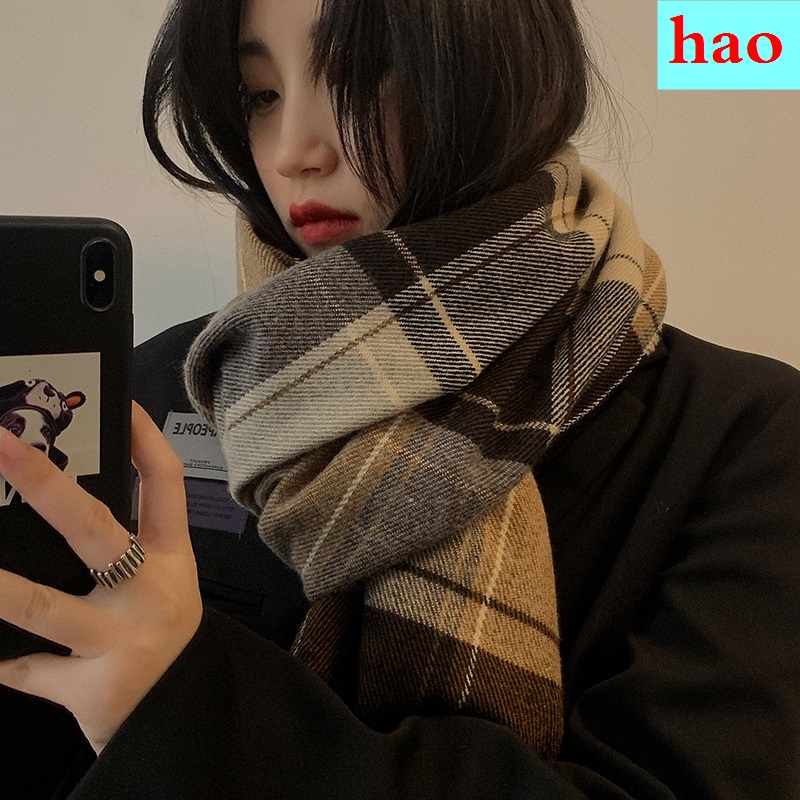 Khăn choàng cổ dày kẻ sọc caro ấm áp thiết kế mới thời trang mùa thu đông theo phong cách nhật hàn cho cả nam và nữ 2021