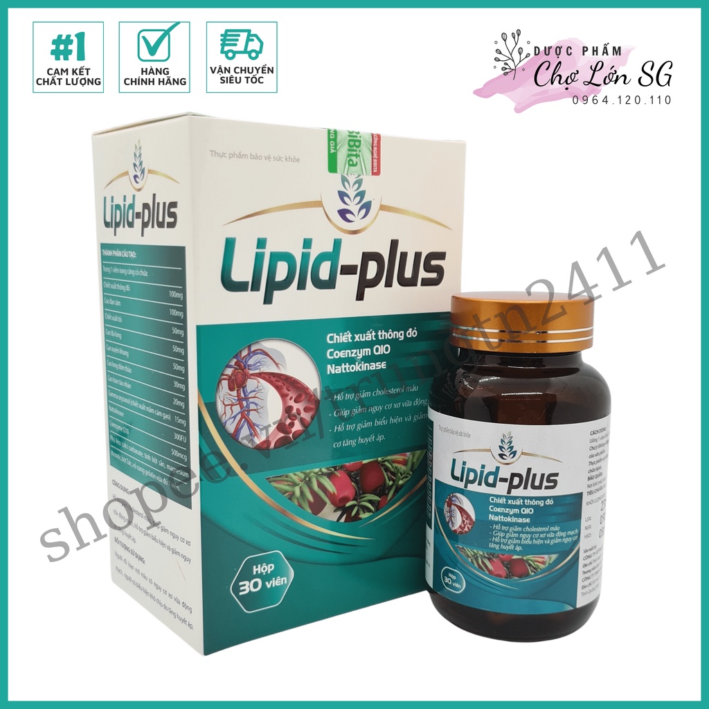 Viên uống giảm cholesterol LIPID PLUS giảm xơ vữa động mạch, giảm nguy cơ tăng huyết áp - Hộp 30 viên