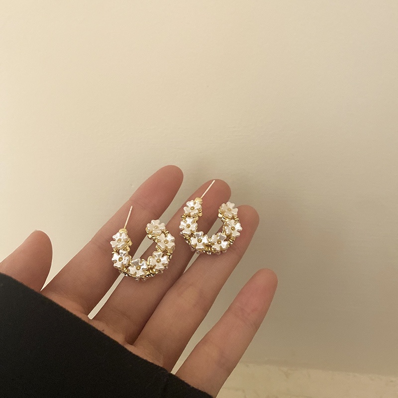 Bông Tai Mạ Bạc 925 Hai Mặt Hình Hoa Xinh Xắn Thời Trang