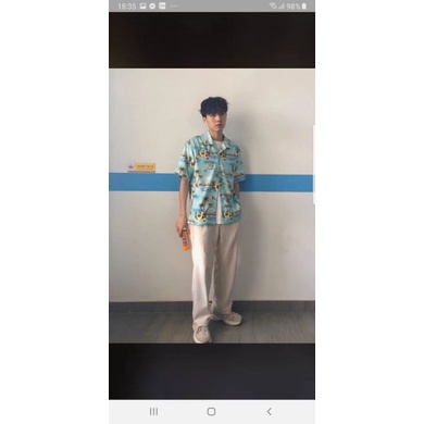 Áo Sơ Mi Tay Ngắn Unisex Cổ Bẻ Phong Cách Hàn Quốc Freesize