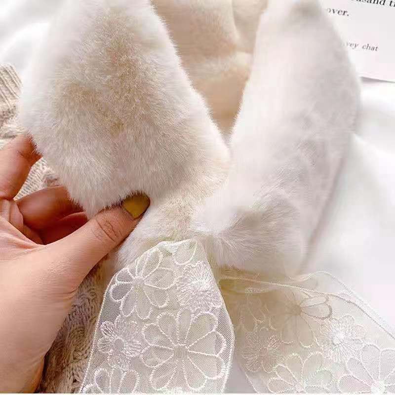 Khăn Quàng Cổ Bằng Lông Thỏ Nhân Tạo Màu Trơn Dễ Thương Thời Trang Hàn Quốc Năm 2021