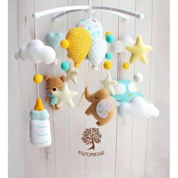 Treo Nôi Sắc Màu - Kích Thích Thị Giác Cho Bé - Đồ Chơi Giáo Dục Montessori Mẫu Voi Con