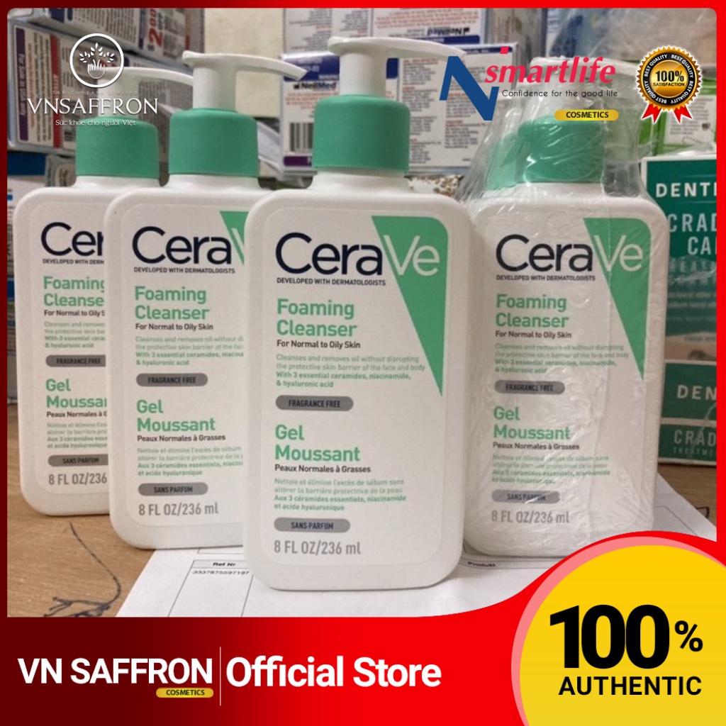 Sữa rửa mặt Cerave Foaming Facial Cleanser bản Mỹ và Pháp Cerave da dầu & Da Khô các size 236ml - 355ml - 473ml | BigBuy360 - bigbuy360.vn