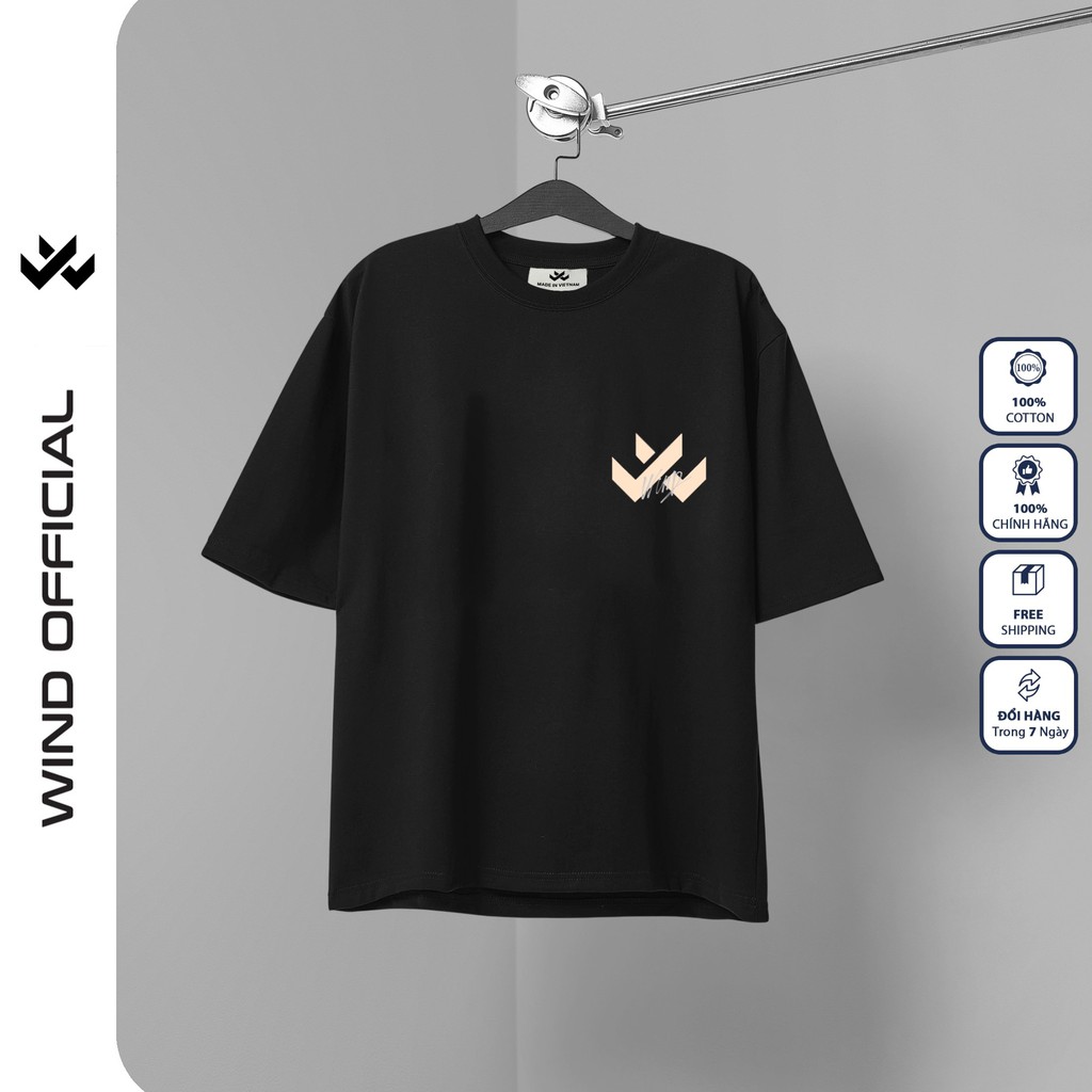 Áo phông tay lỡ WIND 65% cotton unisex form rộng ATTL53 nam nữ oversize