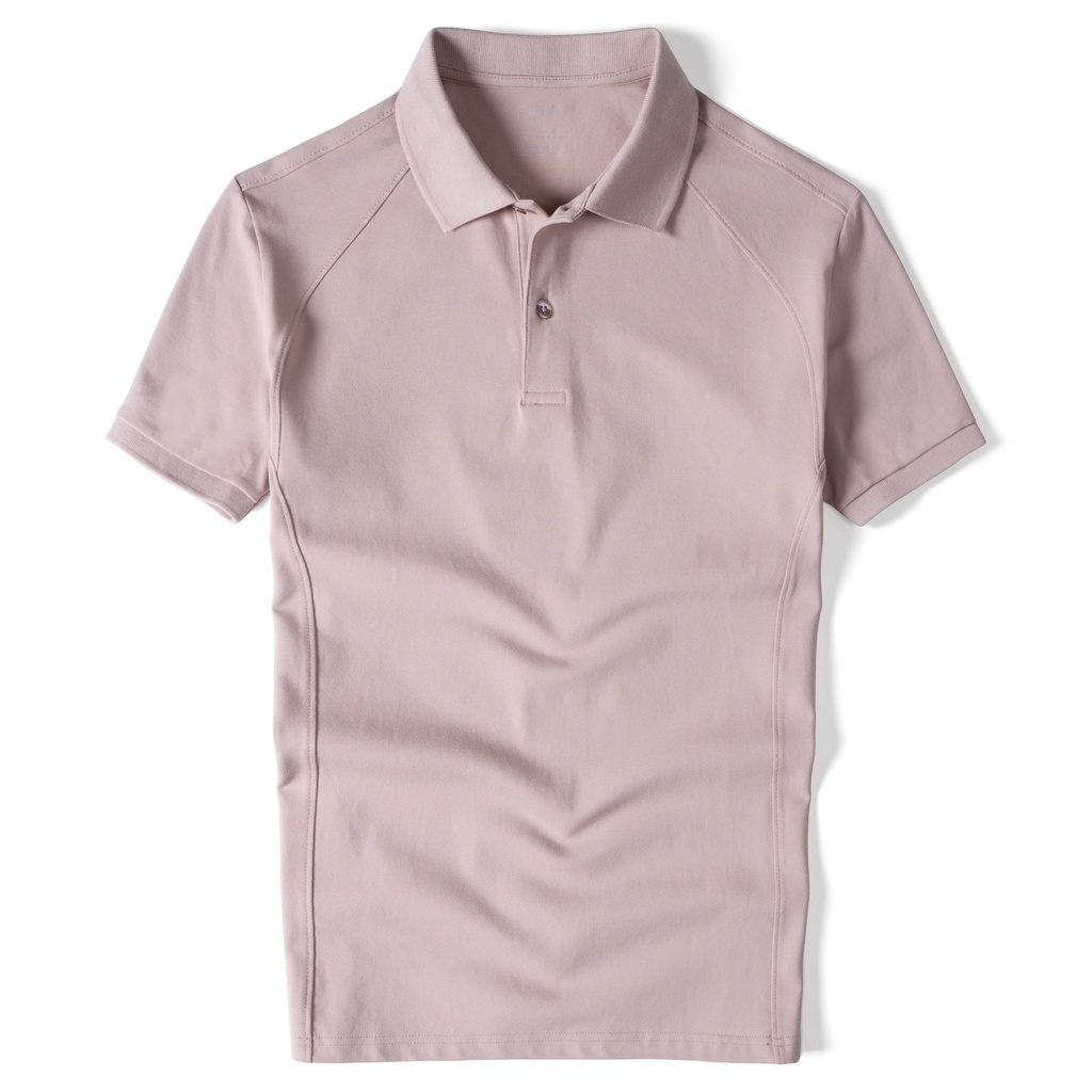 Áo Polo nam Basis màu hồng pastel, chất liệu cotton cá sấu, co giãn, dày dặn APL37