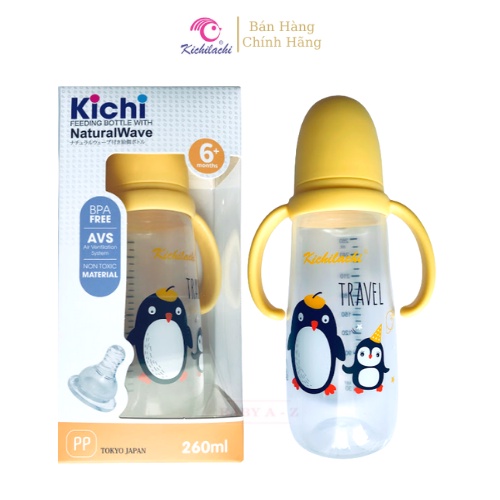 Bình Sữa KICHI PP Cổ Hẹp 260ml (Tặng Van Chống Sặc)