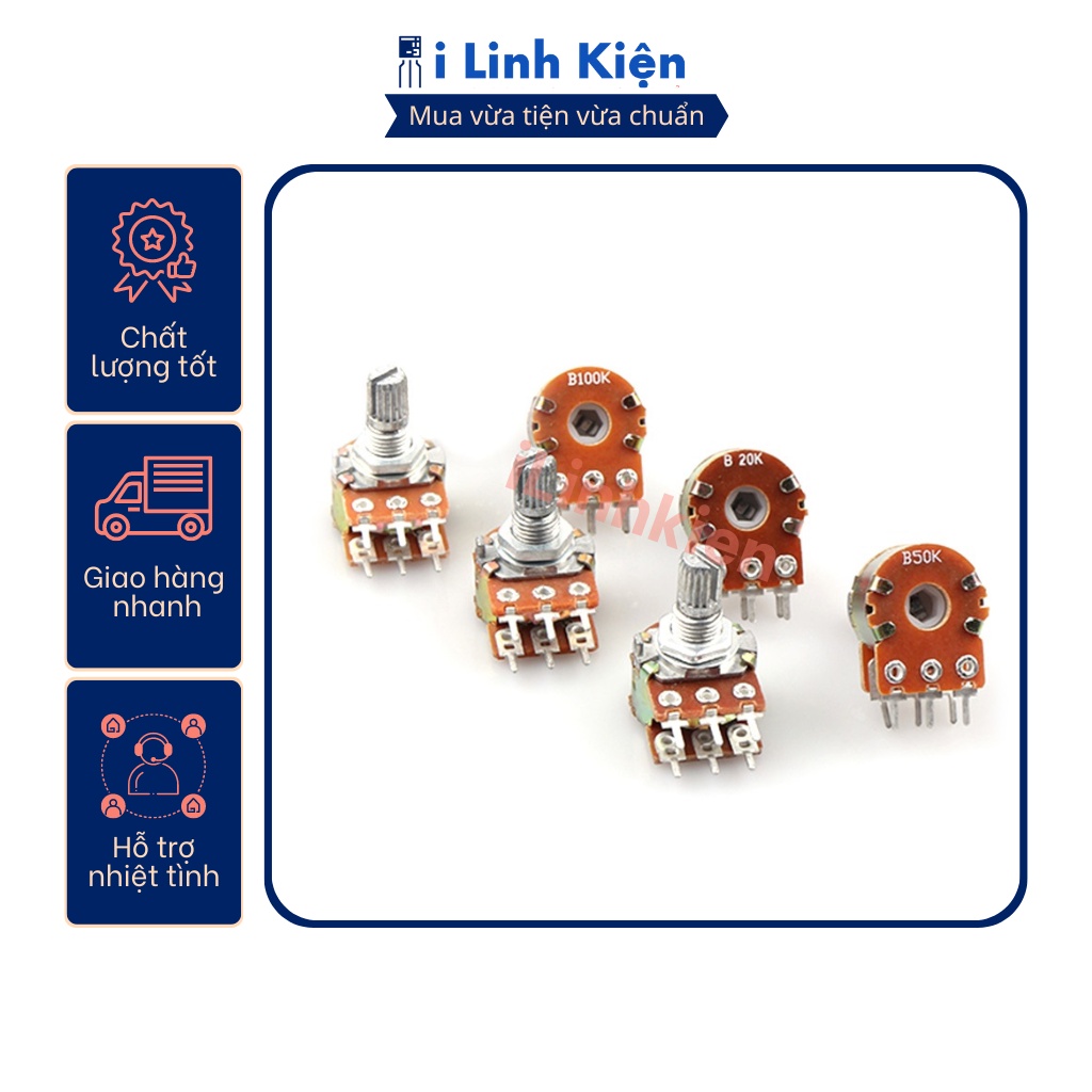 Chiết áp đôi WH148 15mm 1K - 500K chất lượng tốt