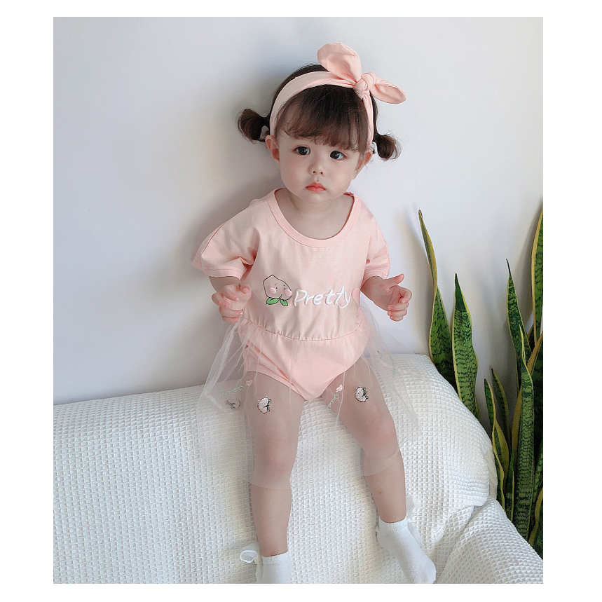 Áo Liền Quần + Băng Đô Cho Bé Mới Sinh