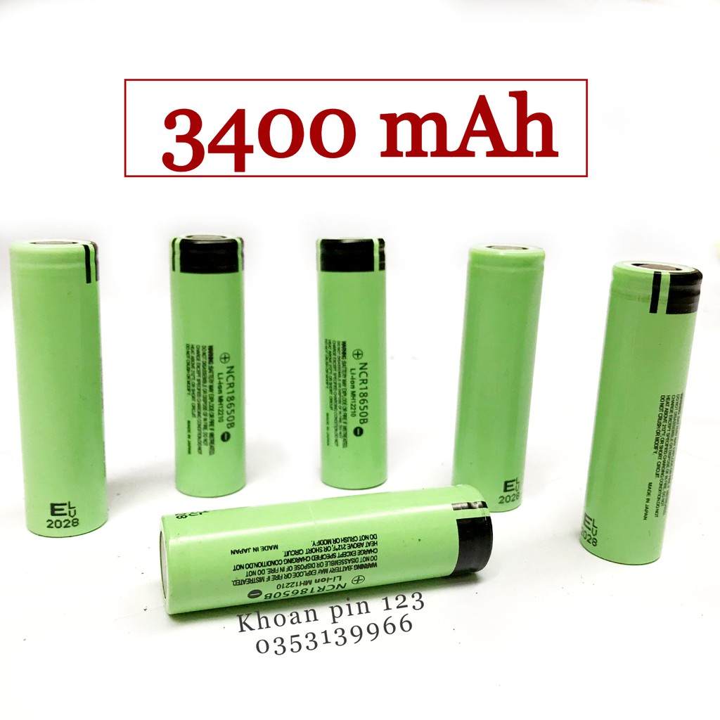 Cell pin 18650 li-ion dung lượng khủng 3400 MAH bao check made in Japan (pin màu xanh lá)