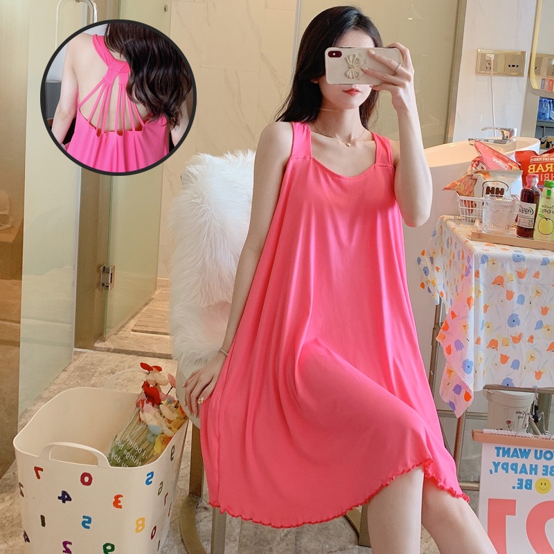 Đầm Ngủ Hai Dây Dáng Rộng Có Mút Đệm Ngực Màu Sắc Ngọt Ngào Quyến Rũ Cho Nữ | BigBuy360 - bigbuy360.vn