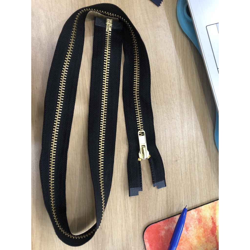 Thanh Lý Dây Khoá Kéo Kim Loại Răng 8 Mở Cho Áo Khoác - Metal zipper #8 Màu Đen 80cm