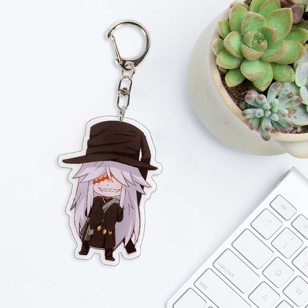 Móc khóa acrylic trang trí hình nhân vật trong Kuroshitsuji 2 mặt màu đen