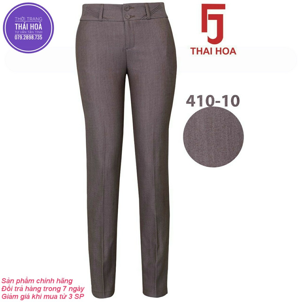 Quần Tây Thái Hòa ống đứng và ống túm 410-10 Xám Nâu