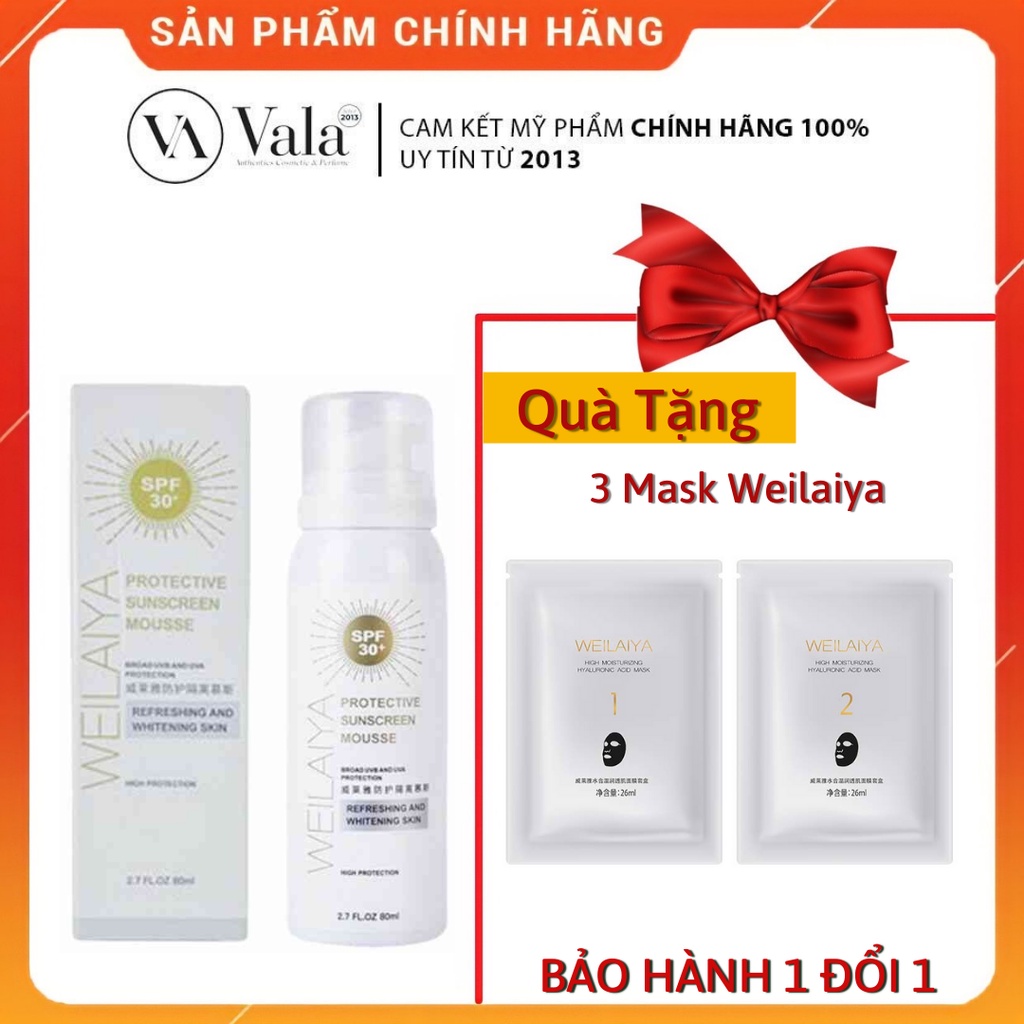 Bọt Chống Nắng Weilaiya 80ml + 3 Mask Weilaiya