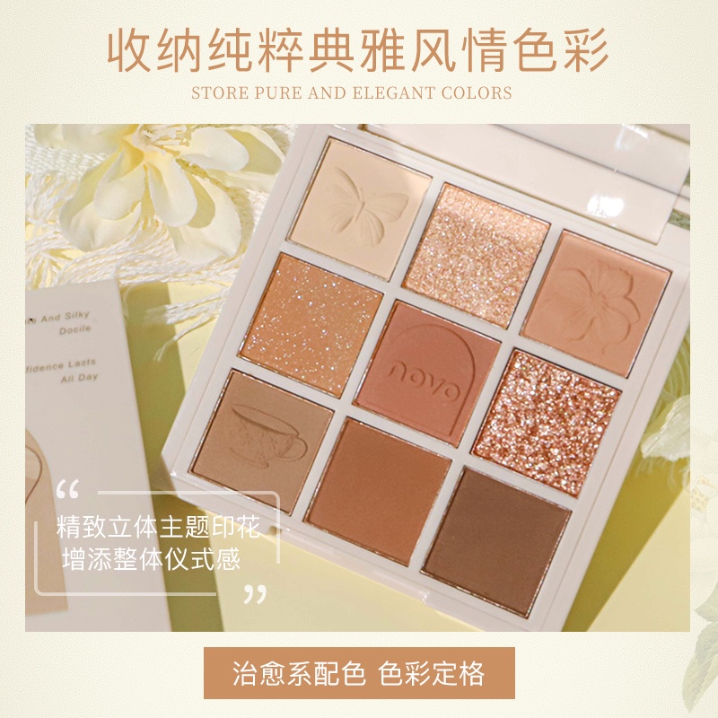 Bảng Phấn Mắt Màu Lì Và Nhũ Kim Tuyến Kích Thước Nhỏ Gọn Thương Hiệu Novo NO.5462