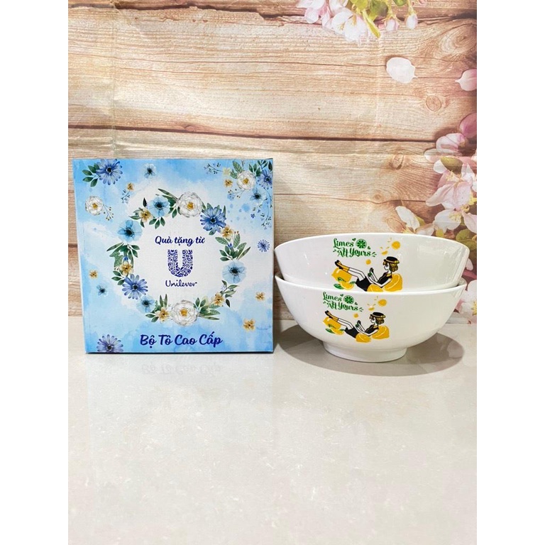 Bộ 2 tô sứ cao cấp in hoạ tiết hkm Unilever ( 7in - 18cm )