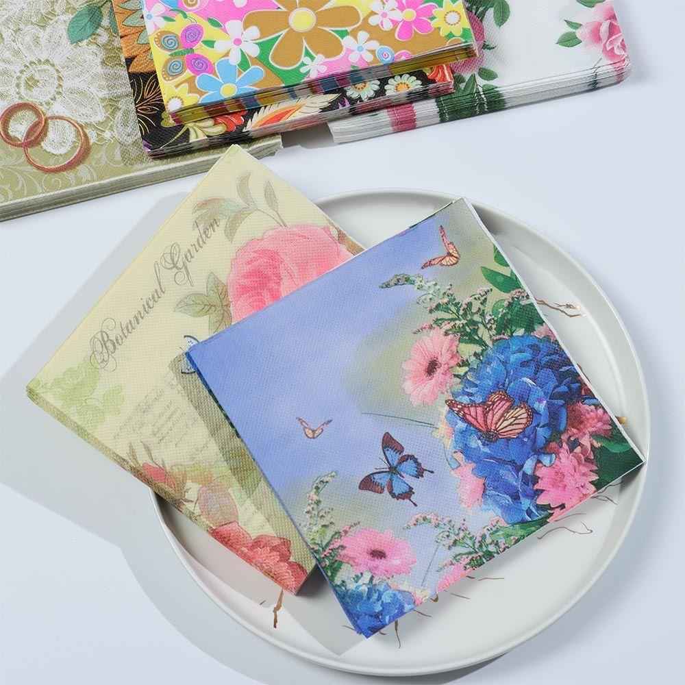 PINEVN Khăn Ăn Bằng Giấy In Họa Tiết Bươm Bướm Đẹp Mắt Tiện Dụng Cho Nhà Hàng / Tiệc Sinh Nhật