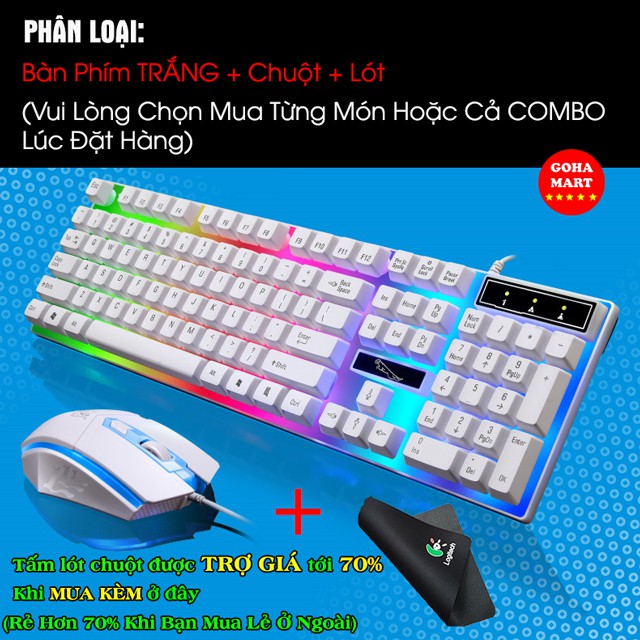 [Mã ELFLASH3 hoàn 10K xu đơn 20K] Bộ Bàn Phím Chuột Có Dây Giả Cơ Chuột DPI 3 Nấc Báo Đêm Version 2 LED 7 Màu | BigBuy360 - bigbuy360.vn