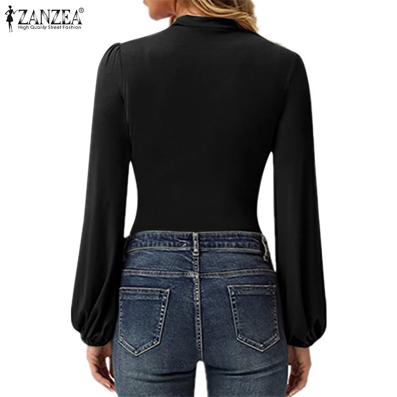 Áo kiểu Zanzea tay dài cổ tròn thời trang dành cho nữ