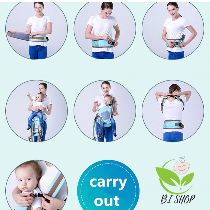 Địu em bé 4 tư thế có bệ ngồi trợ lực Baby Lab, có đỡ cổ chống gù lưng