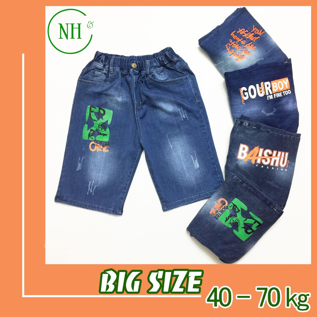 Quần short cho bé trai SIZE ĐẠI từ 35kg đến gần 70kg, quần short jean co giãn lưng thun - NH Shop