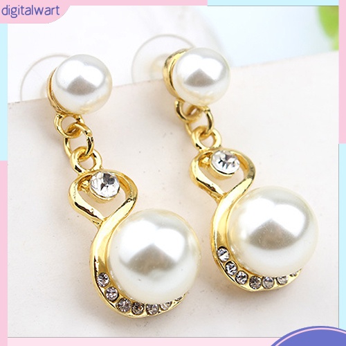 Bộ Dây Chuyền + Bông Tai Đính Hạt Ngọc Trai Nhân Tạo Sang Trọng Dành Cho Nữ