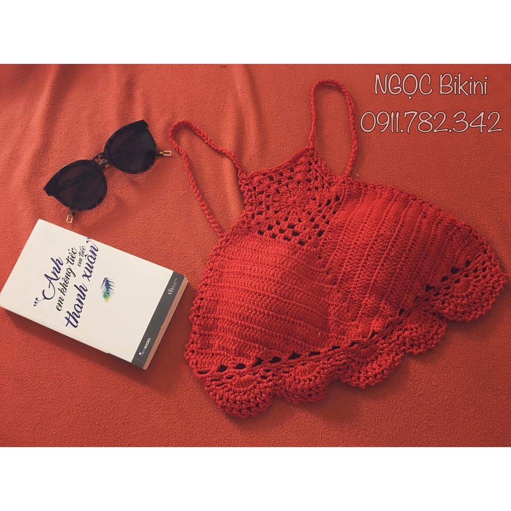 Bikini Len Móc Đỏ Bèo Sexy Nhất