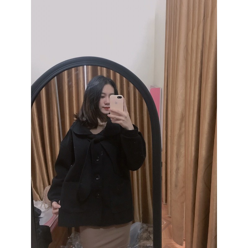áo dạ cổ nơ