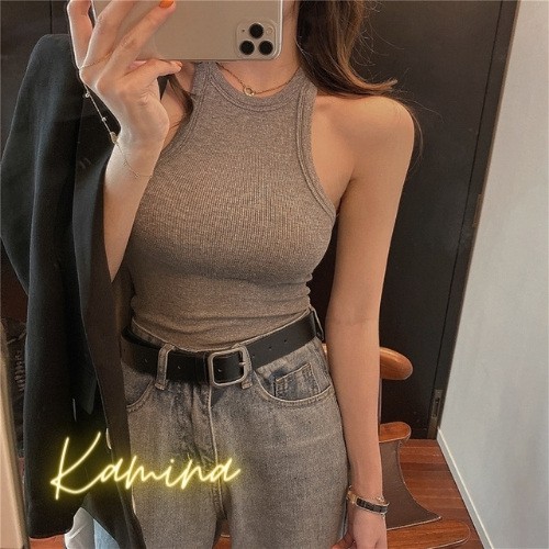 Áo croptop áo không tay Kamina chất cotton, áo ba lỗ cộc tay kiểu ôm vải co giãn lên dáng xinh lung linh BL6