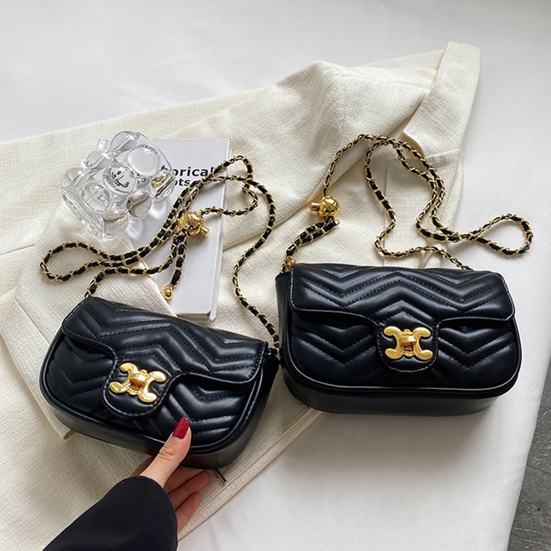 Túi đeo chéo IELGY hình vuông cỡ nhỏ phối dây đeo sợi xích thời trang cho nữ