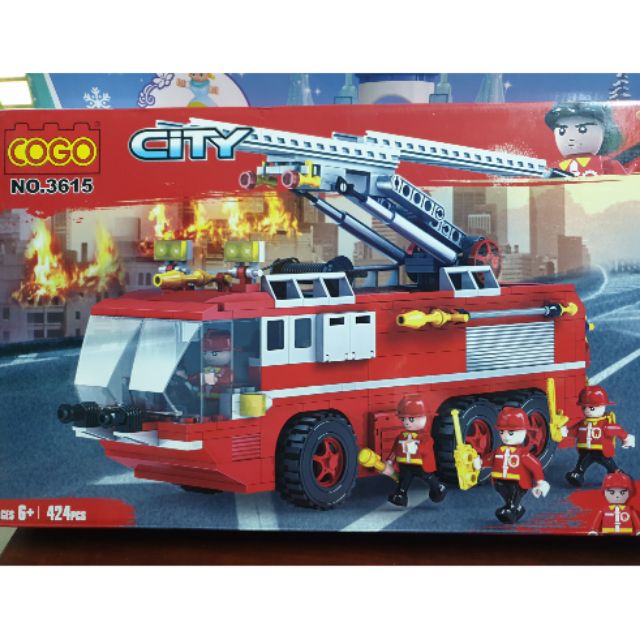 Lego cogo 3615 mô hình lắp ghép biệt đội đặc nhiệm cứu hỏa cứu hộ chuyên nghiệp xe 6x6 cầu thang kéo xịt nước